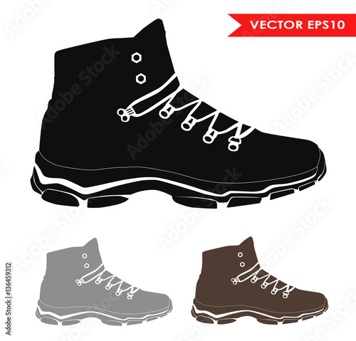set of casual winter shoes, vector, illustration,