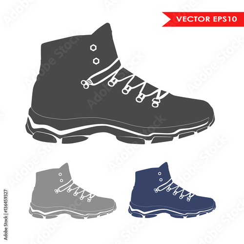 set of casual winter shoes, vector, illustration,
