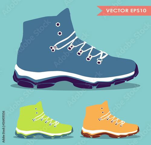 set of casual winter shoes, vector, illustration,