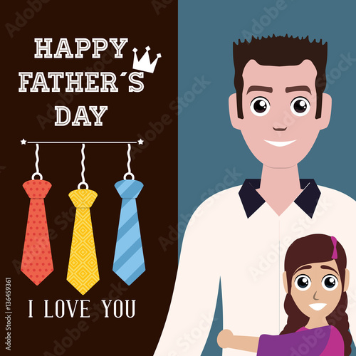 father his daughter card icon image, vector illustration photo