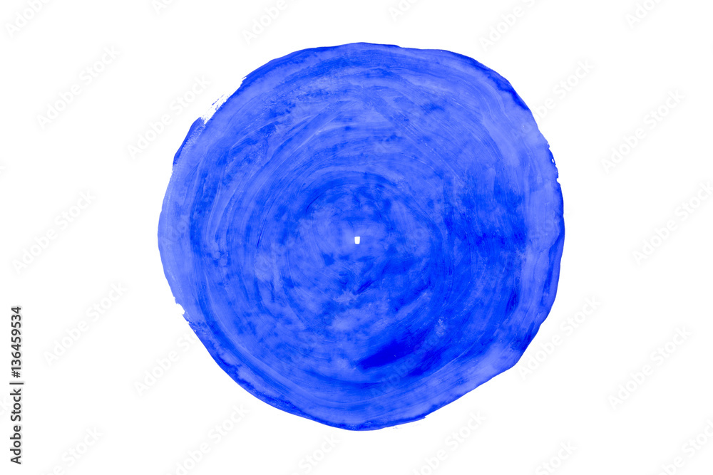Art watercolor blue circle paint stain isolated on white rough texture paper background with clipping Path Art watercolor blue circle paint stain isolated on white rough texture paper background with clipping Path