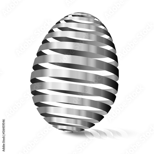 3d Silver egg. Modular eggshell spaced. Happy Easter day. East t