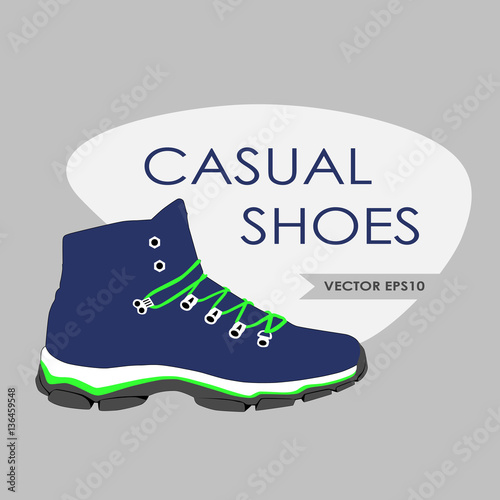 one casual winter shoe, vector, illustration,