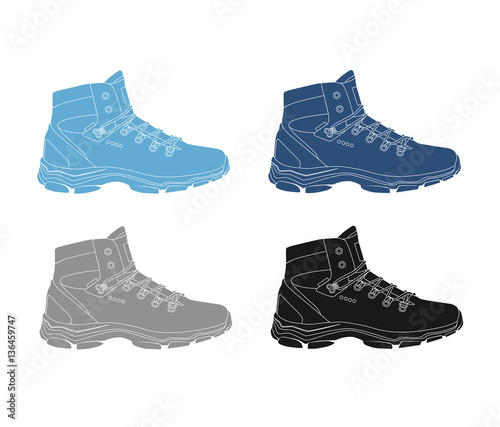 set of casual winter shoes, vector, illustration,