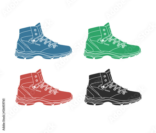 set of casual winter shoes, vector, illustration,