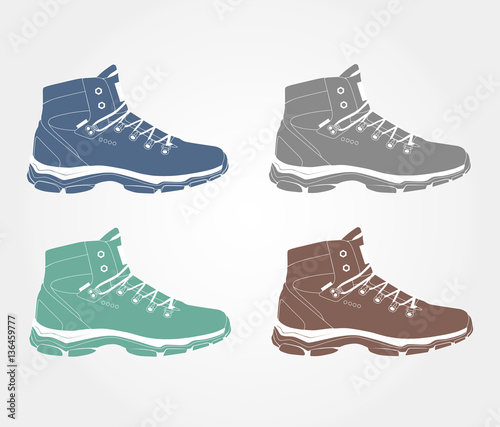 set of casual winter shoes, vector, illustration,