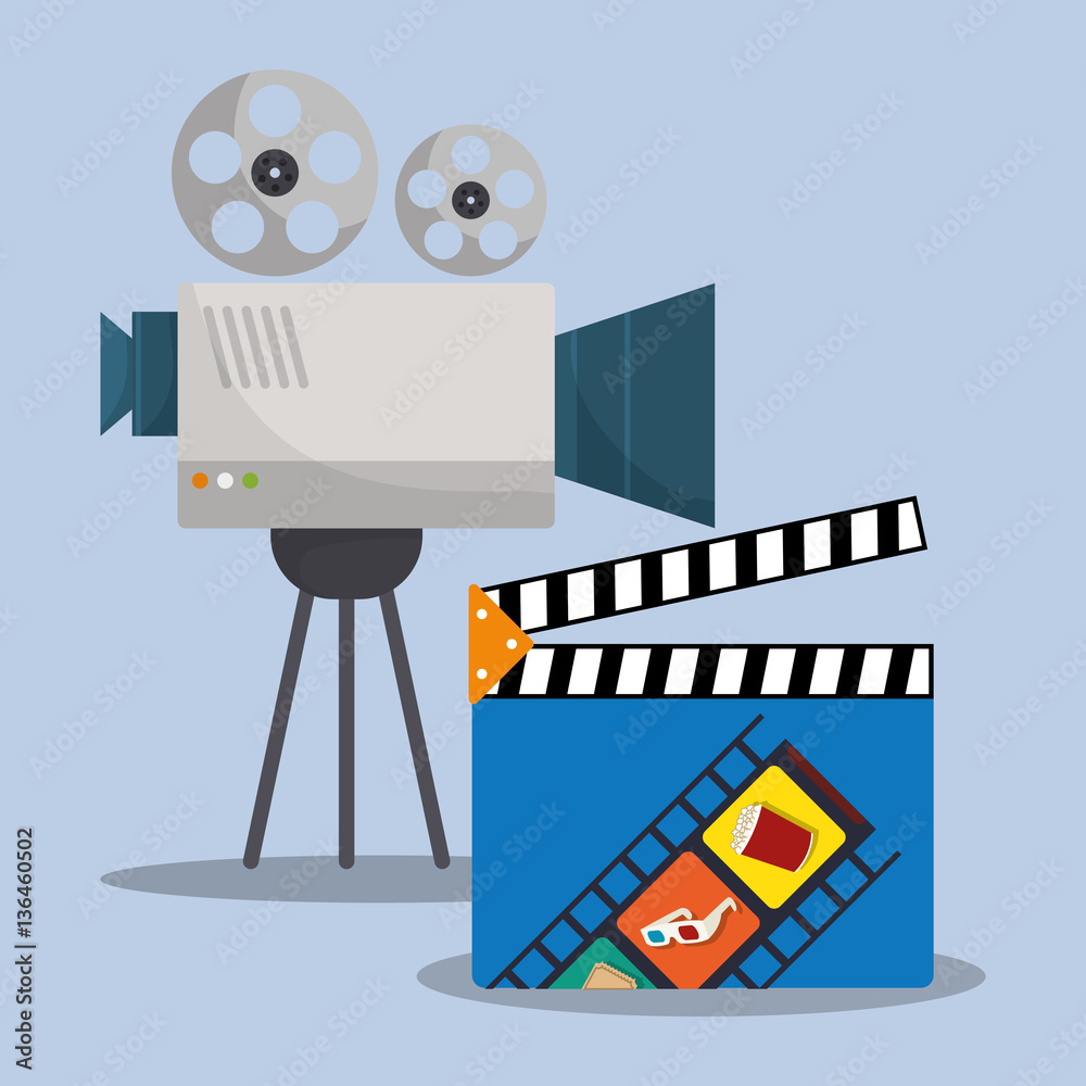 Obraz premium cinema camera film clapper director vector illustration eps 10