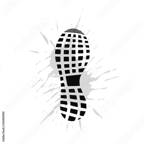 footprint of  winter boot on puddle, vector, illustration