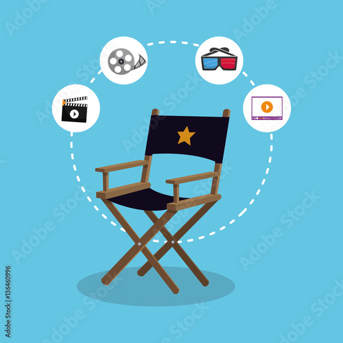 director chair producer action icons vector illustration eps 10