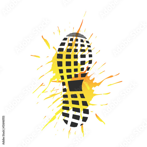 footprint of  winter boot on puddle, vector, illustration