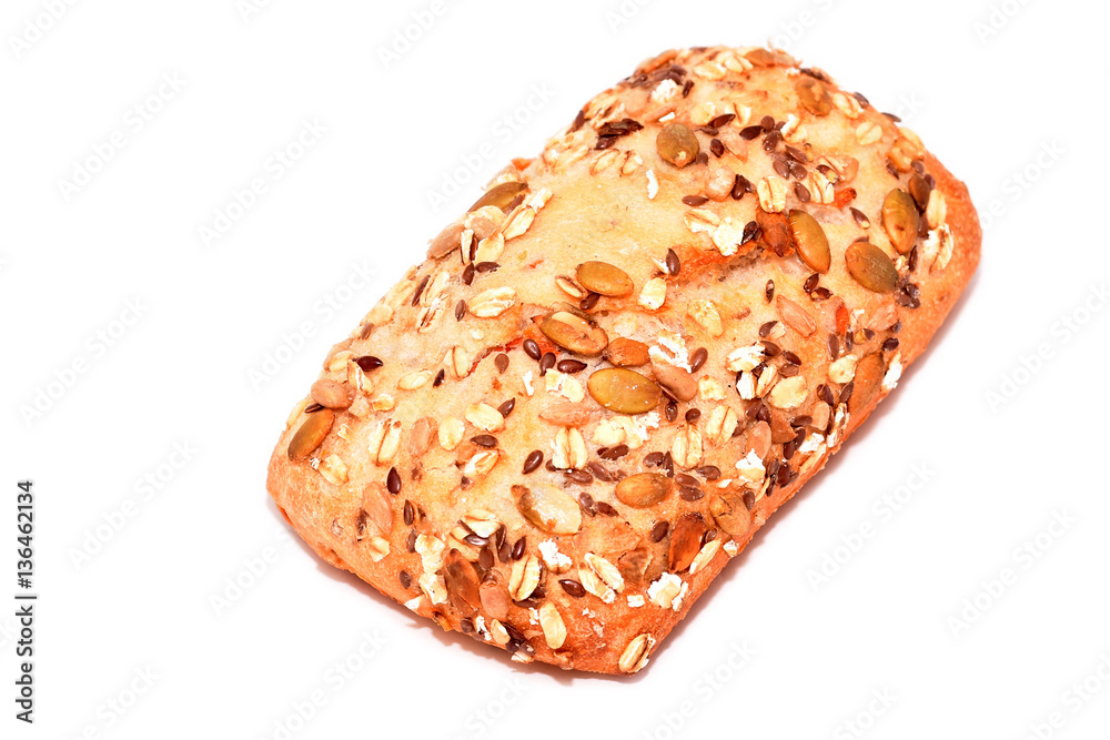 Bread with seeds isolated on white Bread with seeds isolated on white