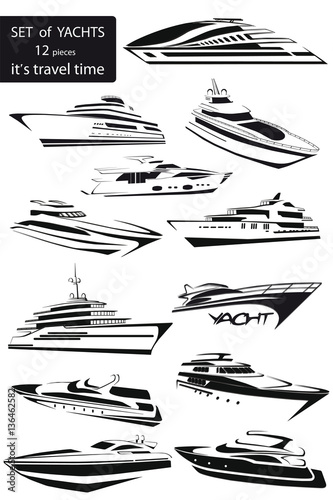 Set. silhouettes of the yachts.