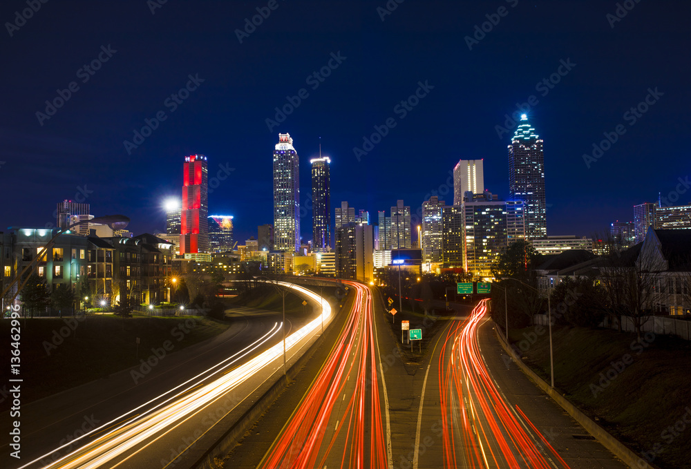 timelapse of traffic in downtown Atlanta