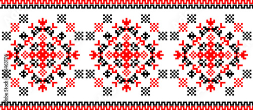 Repeating cross-stitch embroidered folk vector border