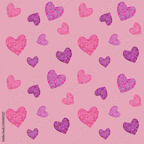 seamless pattern with mosaic valentine's hearts. vector illustration.