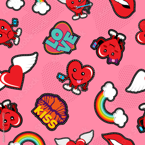 Valentines day social love emoji patch background