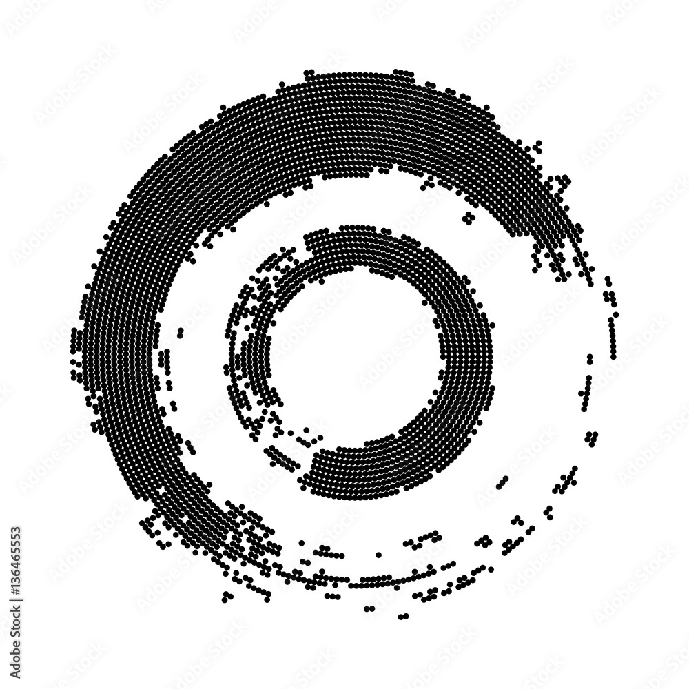 Grunge halftone black and white circular spot Grunge halftone black and white circular spot
