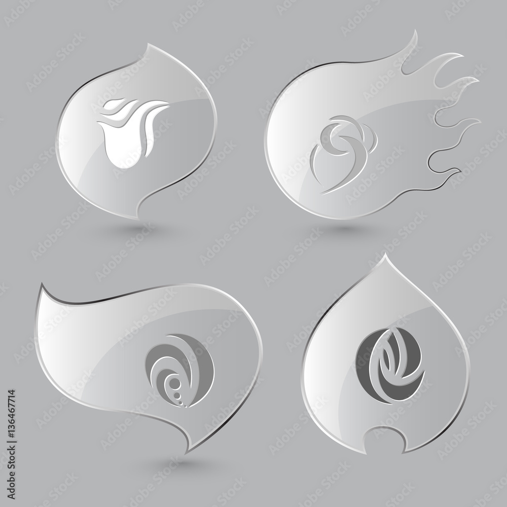 4 images: unique abstract forms. Unique abstract form set. Glass 4 images: unique abstract forms. Unique abstract form set. Glass