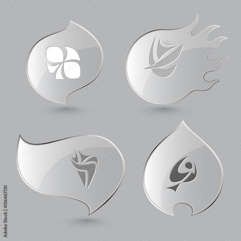 4 images: unique abstract forms. Unique abstract form set. Glass 4 images: unique abstract forms. Unique abstract form set. Glass