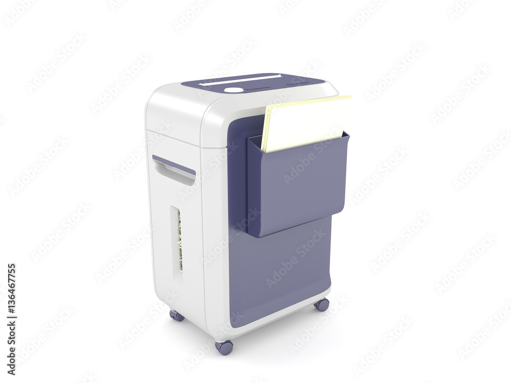3d rendering purple of a shredder for paper isolated on a white background. 3d rendering purple of a shredder for paper isolated on a white background.