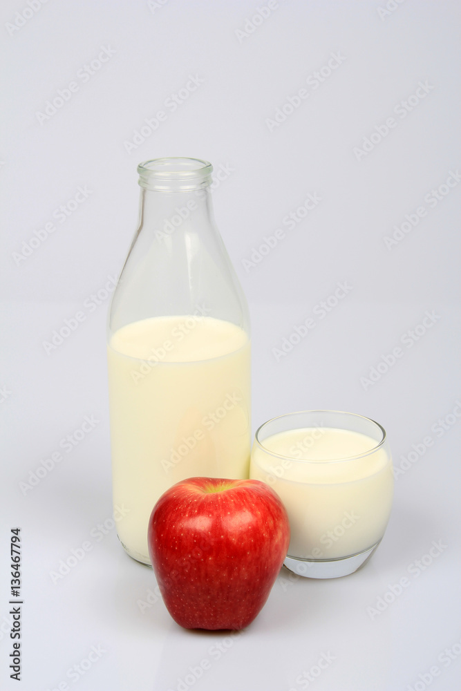 Milk Bottle and Apple Milk Bottle and Apple