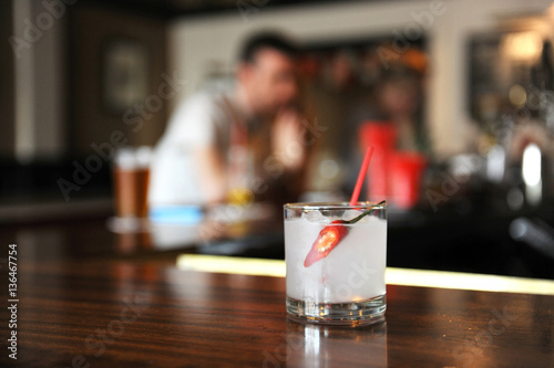 Jalapeno margarita on a bar