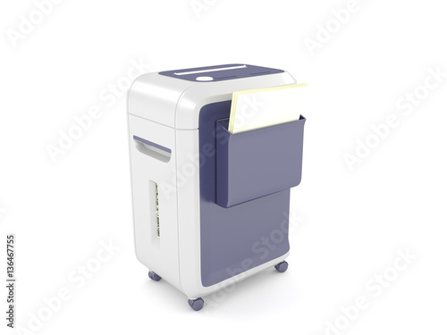 3d rendering purple of a shredder for paper isolated on a white background.