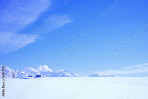 白と青の世界　/　冬の美瑛町の風景 photo