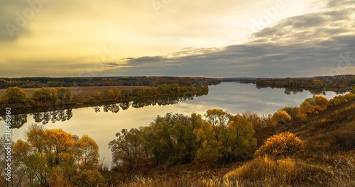 autumn landscape with bend of the river