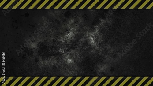 dark grungy industrial background with moving caution lines, loopable