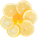 Ripe lemon cut top view isolated