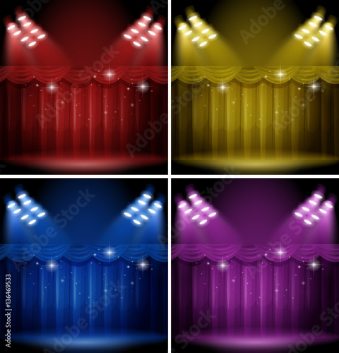 Background template with different color curtains