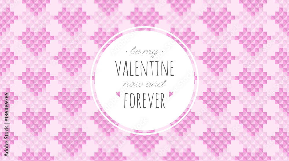 vector seamless pattern of geometric hearts, valentines day texture