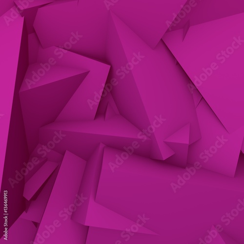 3D geometric abstract background. Pink, purple colors.