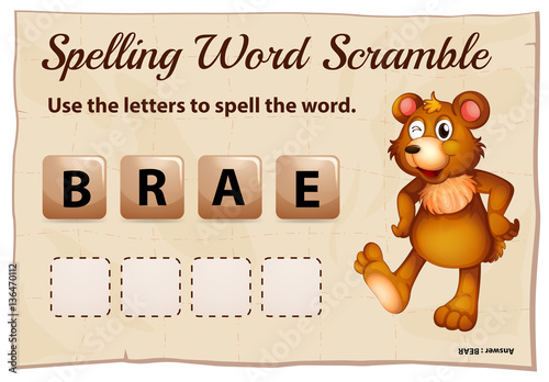 Spelling word scramble for word bear
