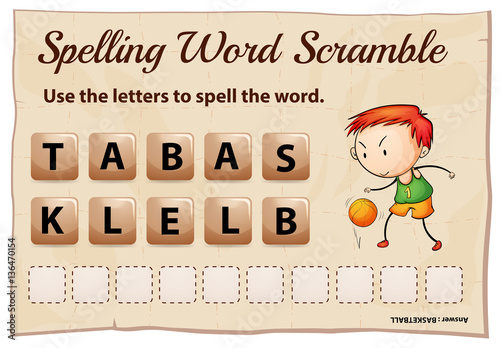 Spelling word scramble for word  basketball