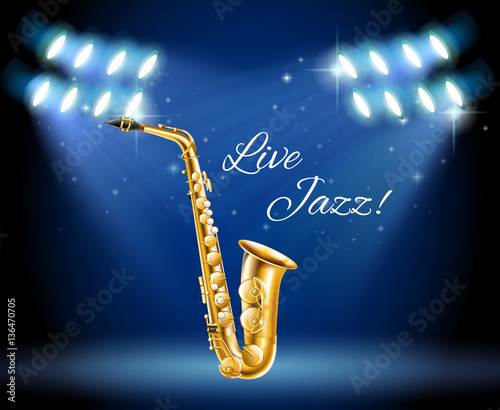 Saxophone on bright stage