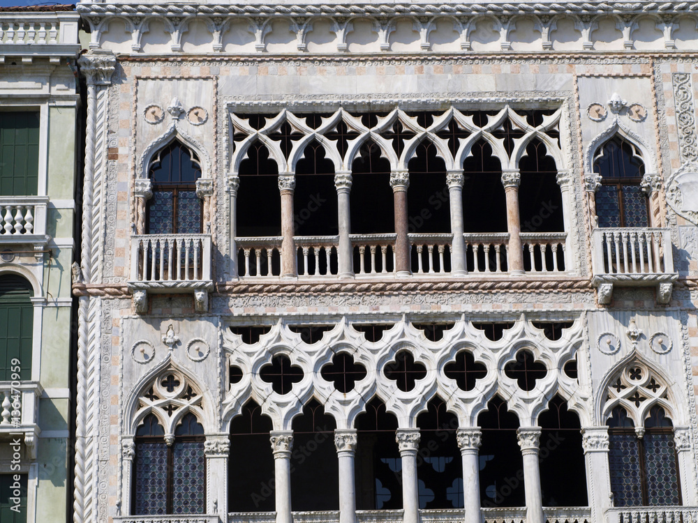 Fototapeta premium Palazzo Santa Sofia with white gothic facade on Grand Canal in Venice, Italy