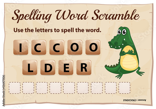 Spelling word scramble for word crocodile