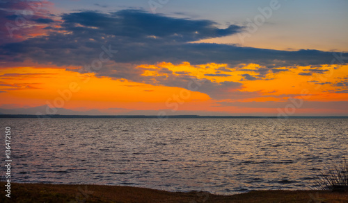 Fototapeta Naklejka Na Ścianę i Meble -  Colorful sky and water in lake Paliastomi in morning , Poti, Geo