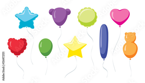 Carnival Balloons: Festive set of colorful balloons in different shapes