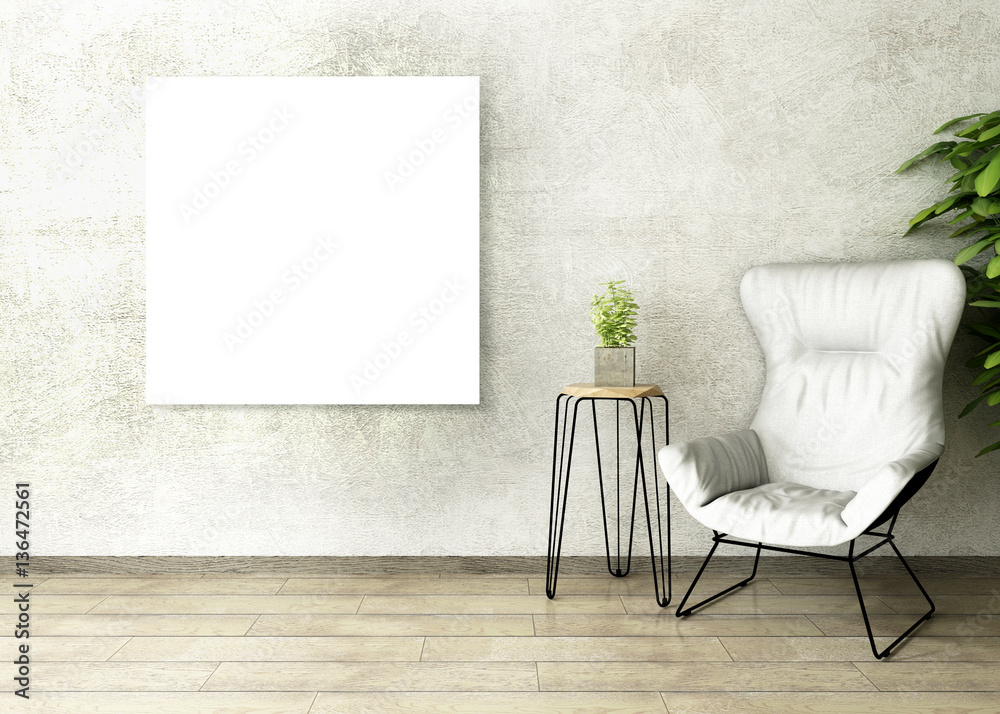 3D illustration of poster frame template, interior mock-up design 3D illustration of poster frame template, interior mock-up design
