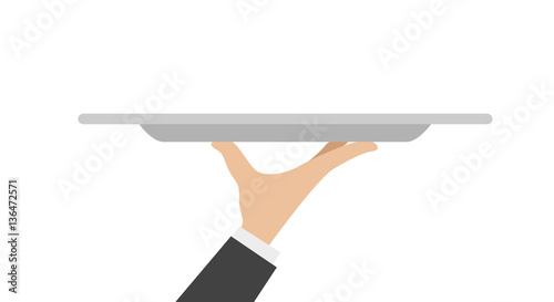 waiter tray with hand photo