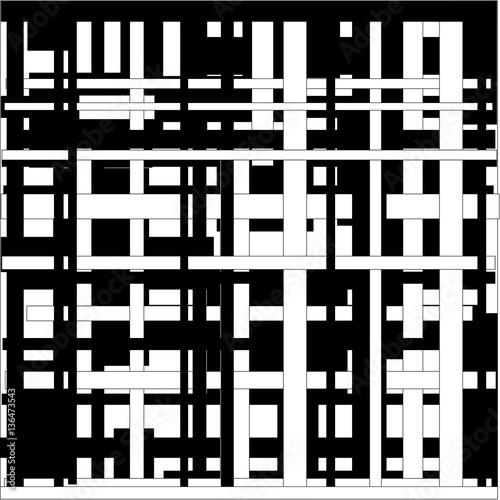  Card white and black stripes and squares laid out around the figure