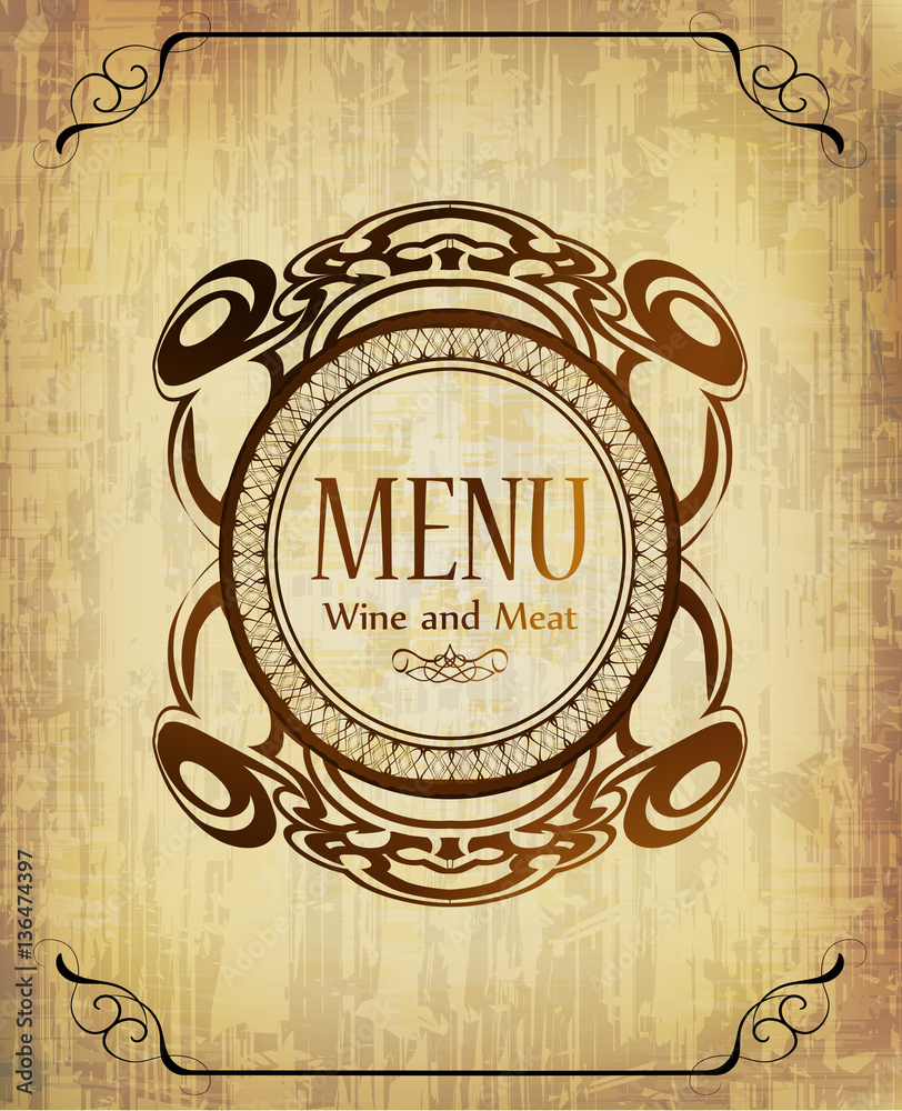 Vintage label restaurant menu background, vector illustration Stock Vector  | Adobe Stock