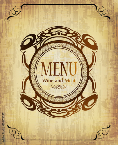 Vintage label restaurant menu background, vector illustration