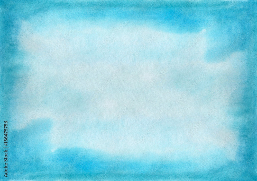 Watercolor abstract painting. Blue background.