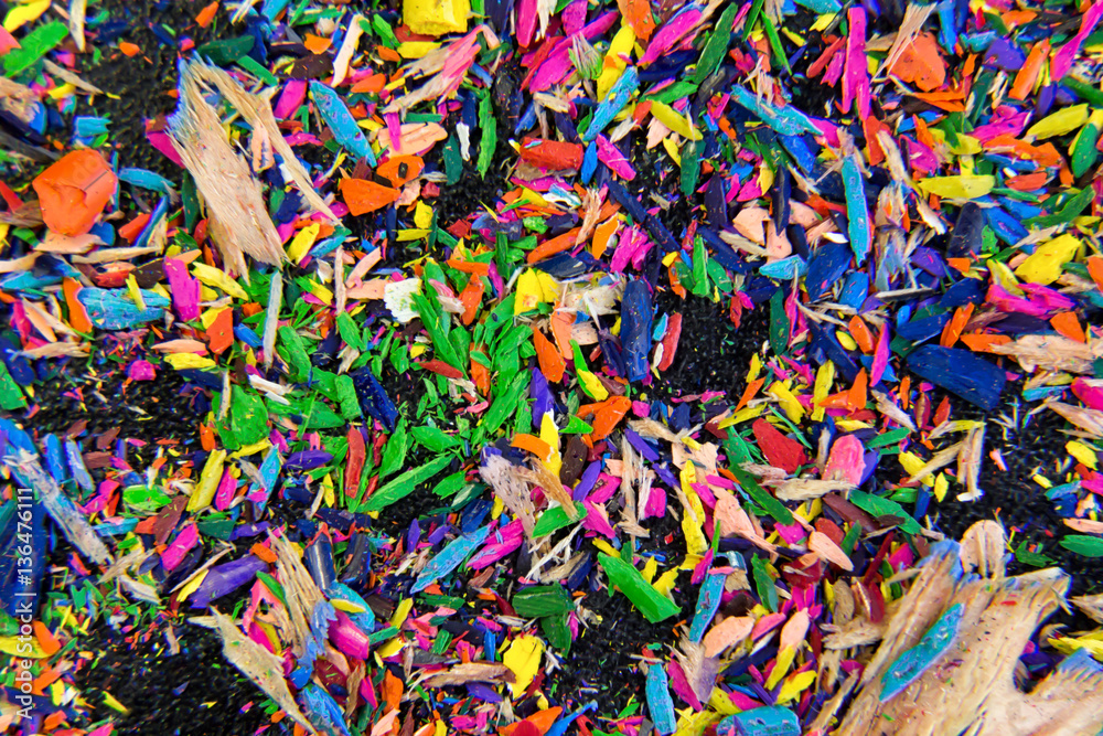 Colored pencils and shavings Colored pencils and shavings