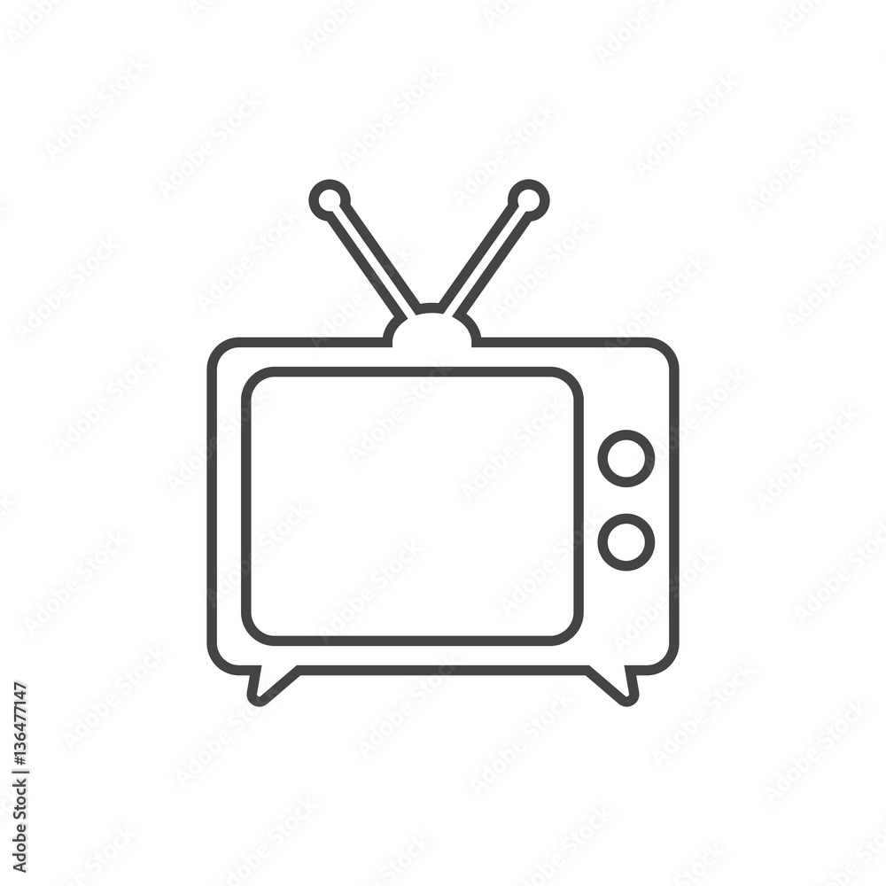 Tv Icon vector illustration in line style isolated on white background. Television symbol for web site design, logo, app, ui. Tv Icon vector illustration in line style isolated on white background. Television symbol for web site design, logo, app, ui.