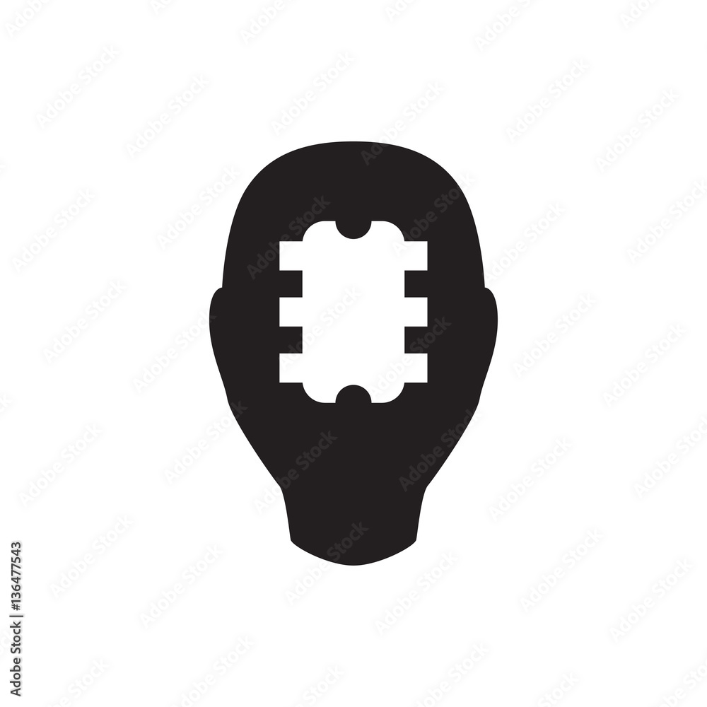 CPU in head icon illustration CPU in head icon illustration